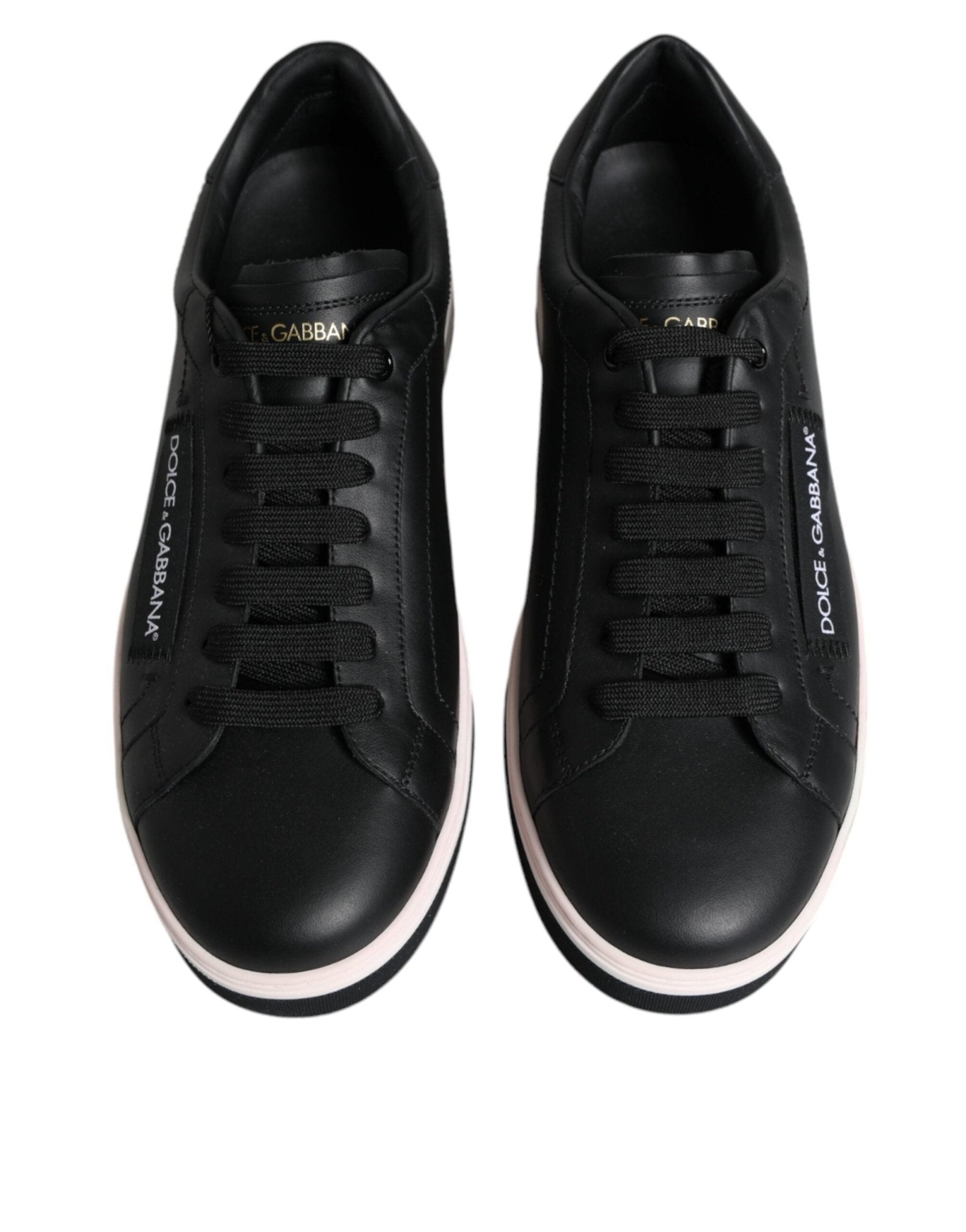Dolce & Gabbana Black Leather Low Top Men Sneakers Shoes - SMARTMARTNZ