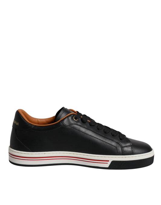 Dolce & Gabbana Black Leather Low Top Men Sneakers Shoes - SMARTMARTNZ