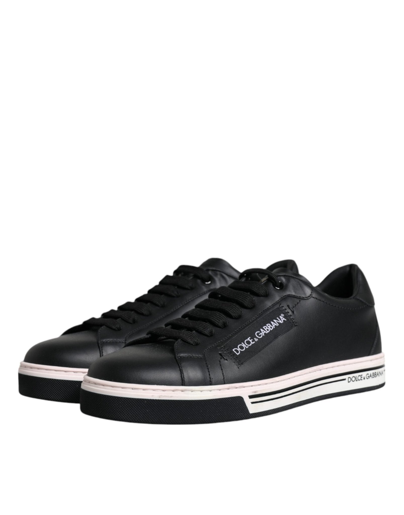 Dolce & Gabbana Black Leather Low Top Men Sneakers Shoes - SMARTMARTNZ