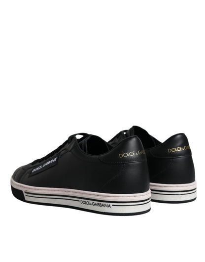 Dolce & Gabbana Black Leather Low Top Men Sneakers Shoes - SMARTMARTNZ