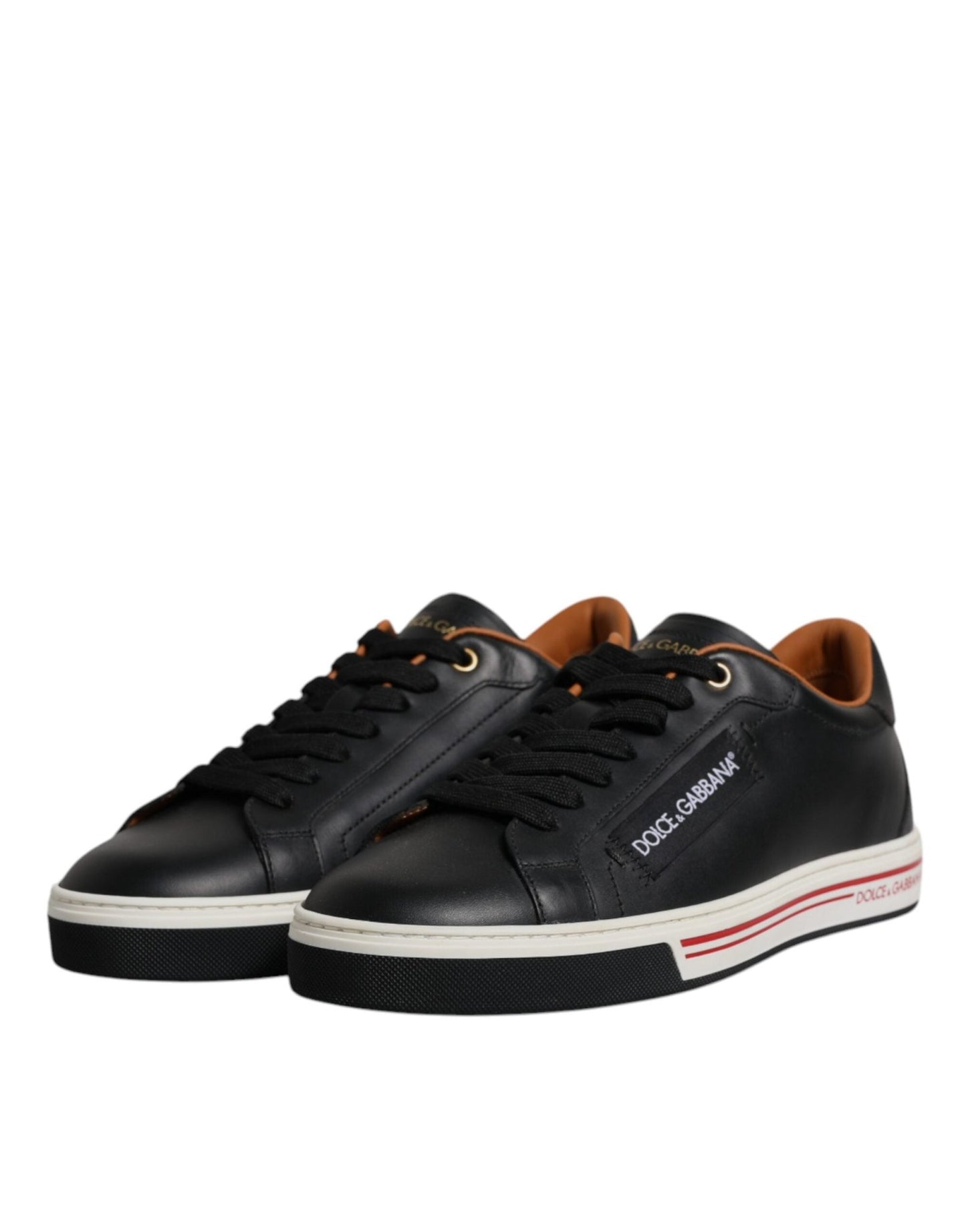 Dolce & Gabbana Black Leather Low Top Men Sneakers Shoes - SMARTMARTNZ