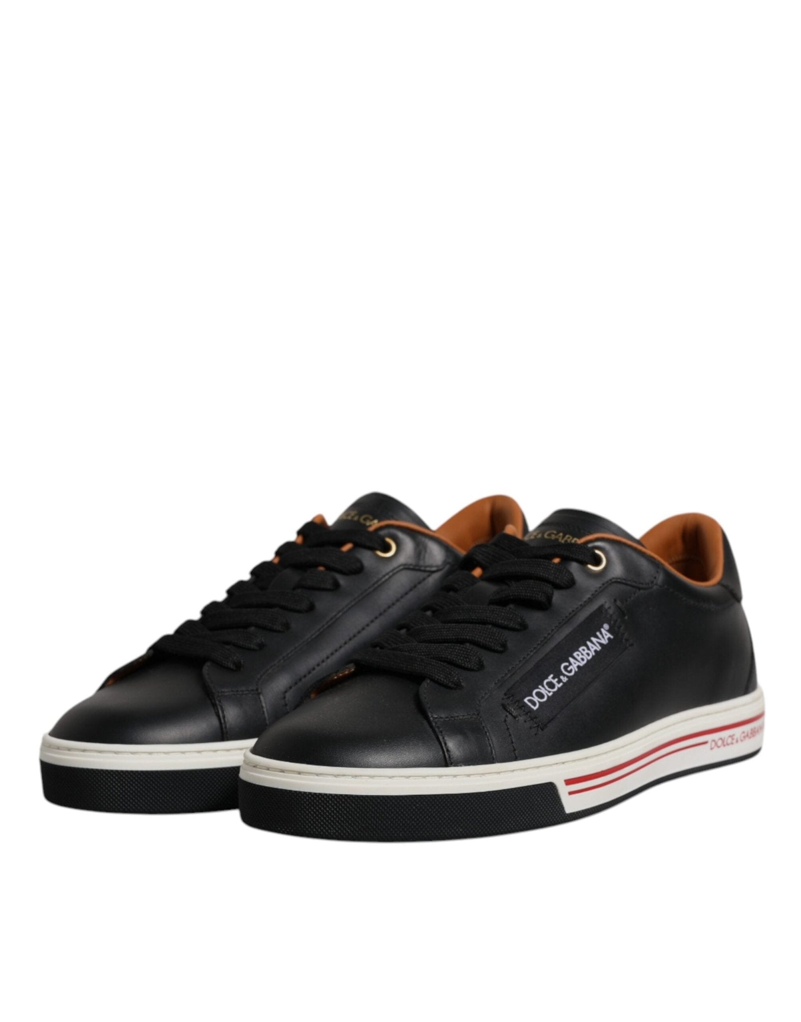 Dolce & Gabbana Black Leather Low Top Men Sneakers Shoes - SMARTMARTNZ