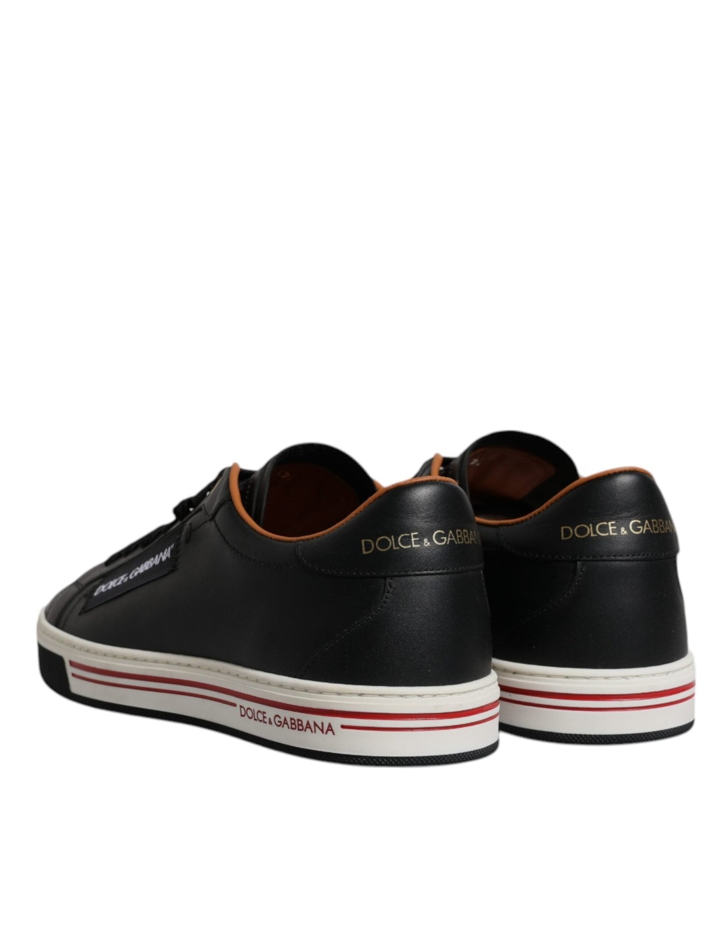Dolce & Gabbana Black Leather Low Top Men Sneakers Shoes - SMARTMARTNZ