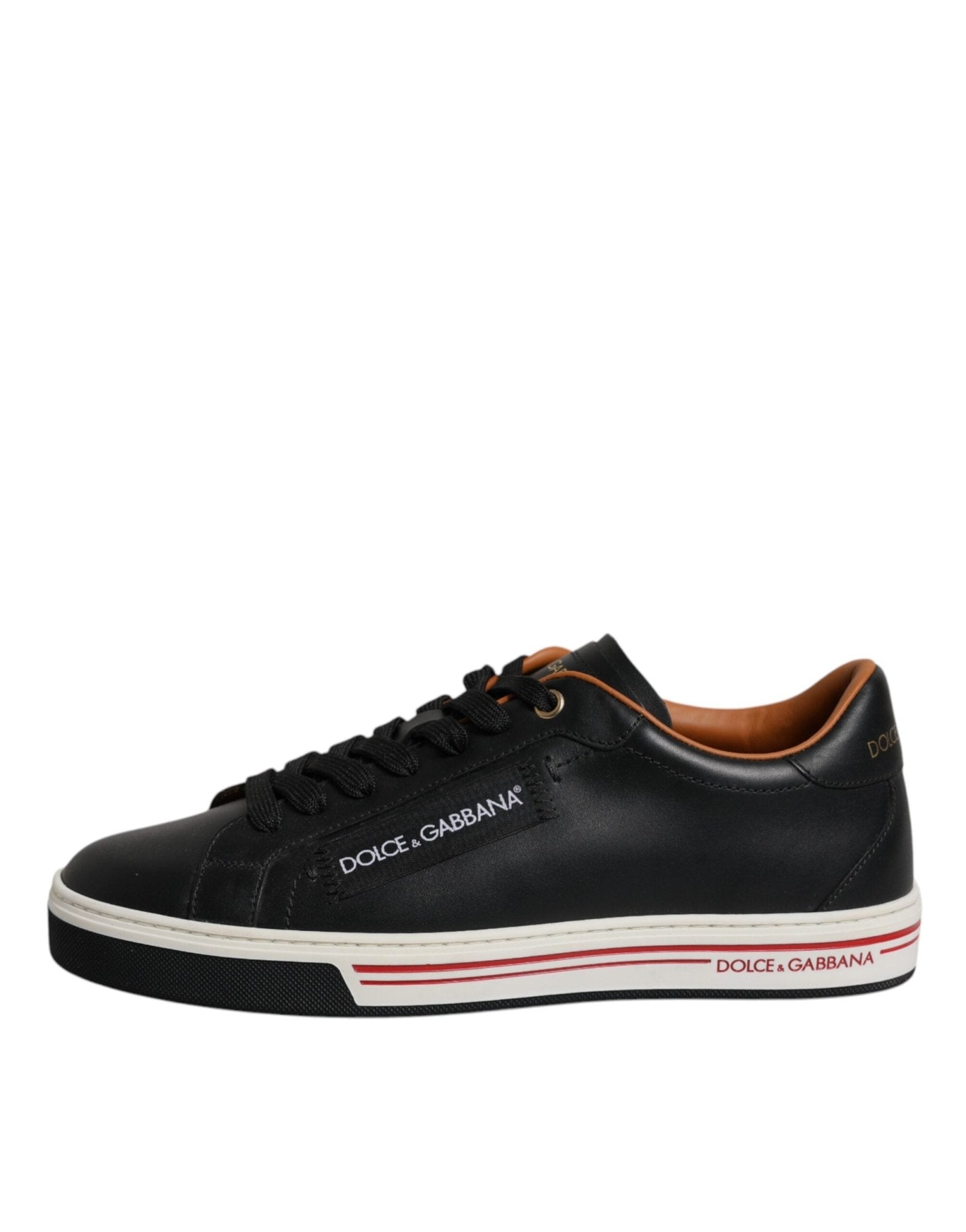 Dolce & Gabbana Black Leather Low Top Men Sneakers Shoes - SMARTMARTNZ