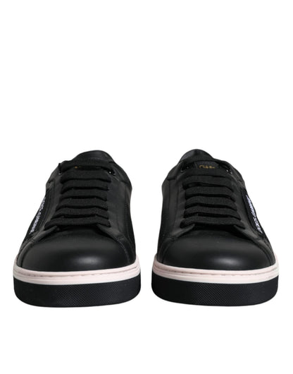 Dolce & Gabbana Black Leather Low Top Men Sneakers Shoes - SMARTMARTNZ