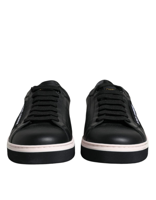 Dolce & Gabbana Black Leather Low Top Men Sneakers Shoes - SMARTMARTNZ