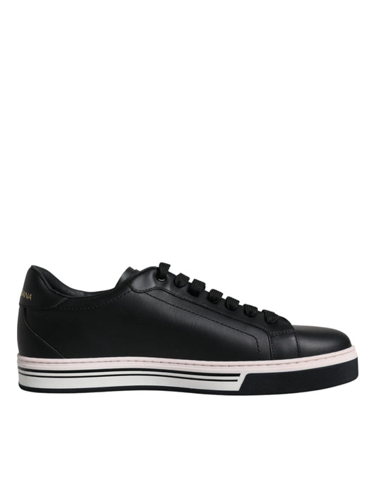 Dolce & Gabbana Black Leather Low Top Men Sneakers Shoes - SMARTMARTNZ