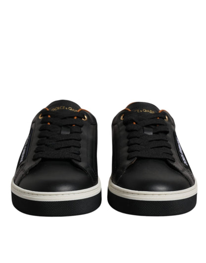 Dolce & Gabbana Black Leather Low Top Men Sneakers Shoes - SMARTMARTNZ