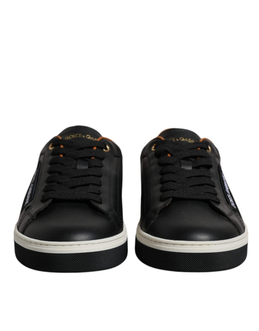 Dolce & Gabbana Black Leather Low Top Men Sneakers Shoes - SMARTMARTNZ