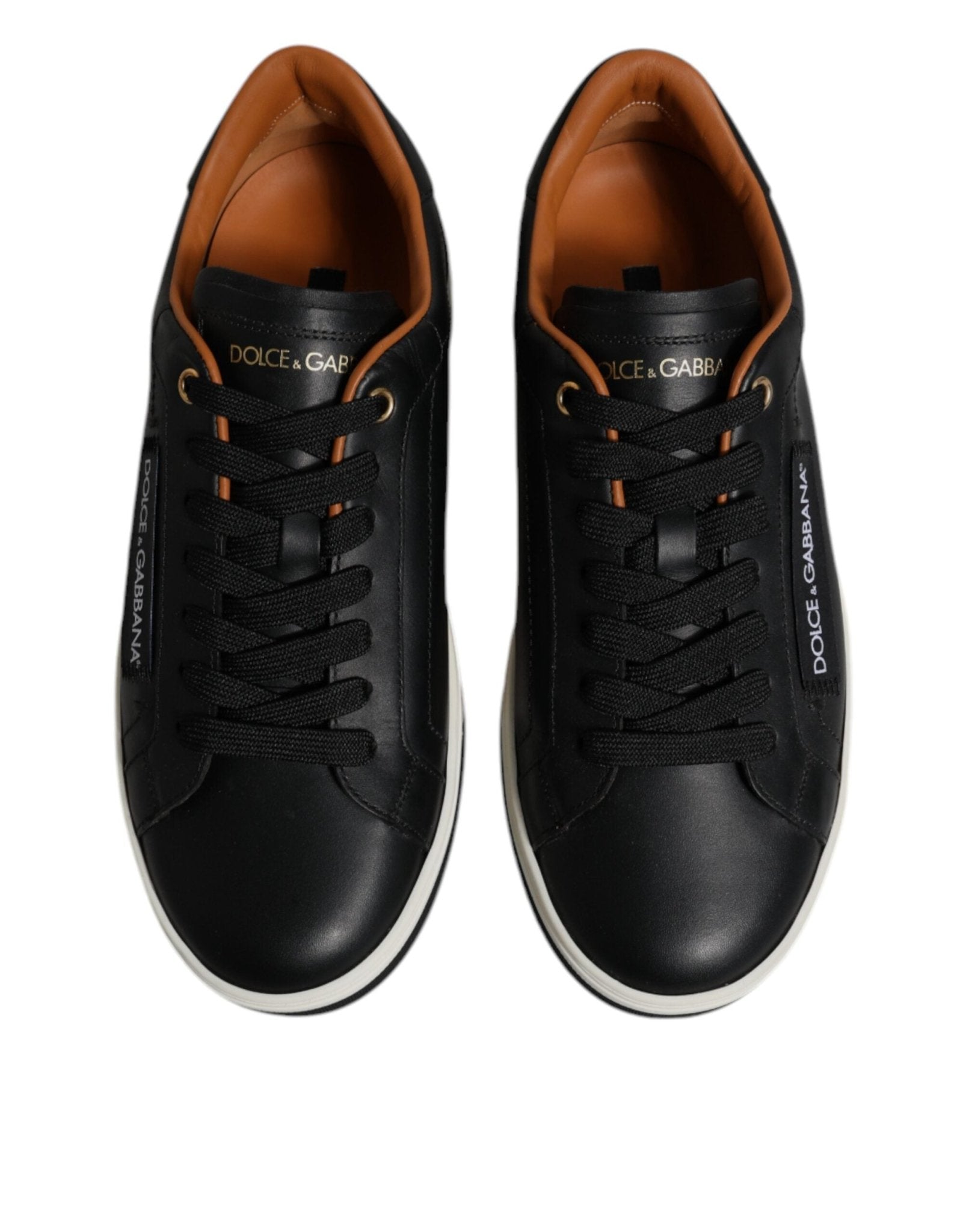 Dolce & Gabbana Black Leather Low Top Men Sneakers Shoes - SMARTMARTNZ