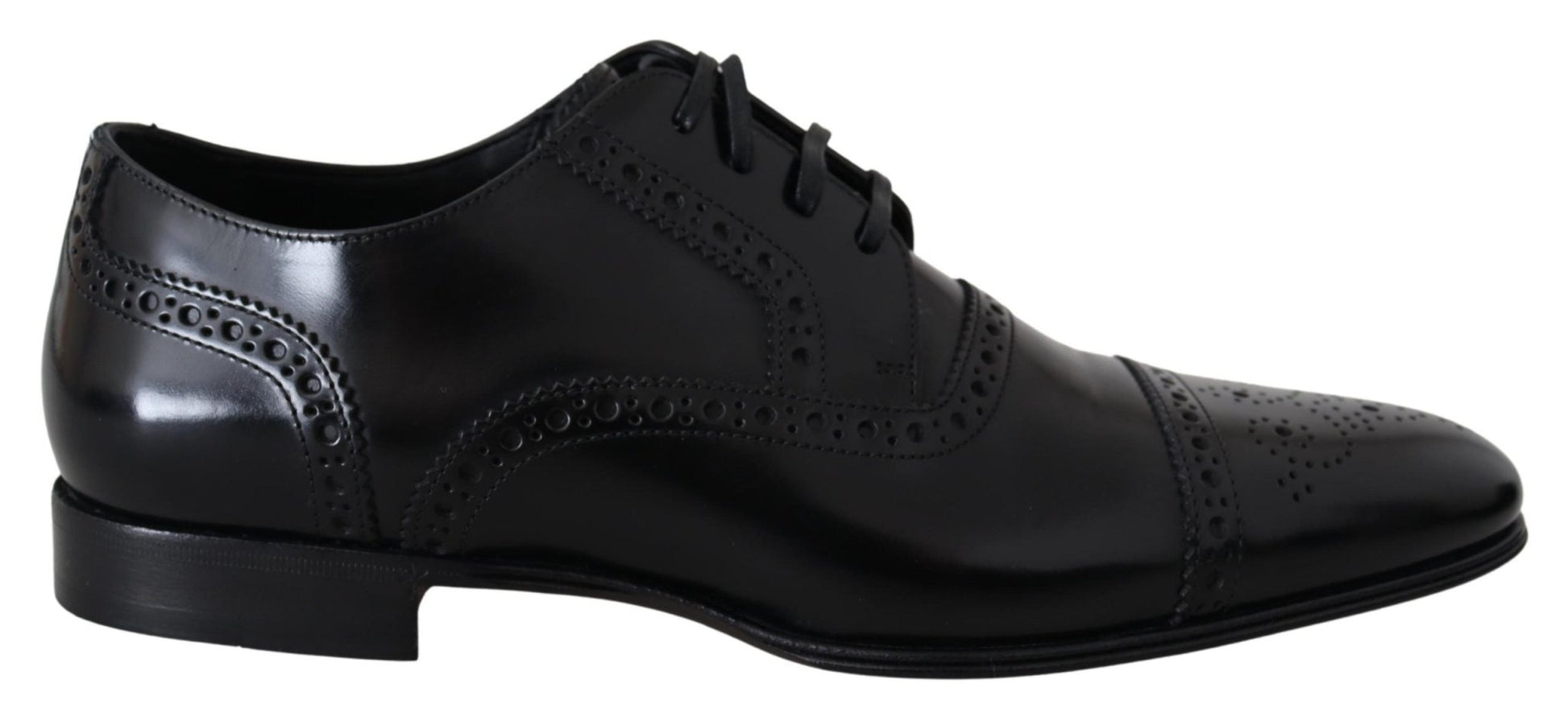 Dolce & Gabbana Black Leather Men Derby Formal Loafers Shoes - SMARTMARTNZ
