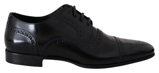 Dolce & Gabbana Black Leather Men Derby Formal Loafers Shoes - SMARTMARTNZ