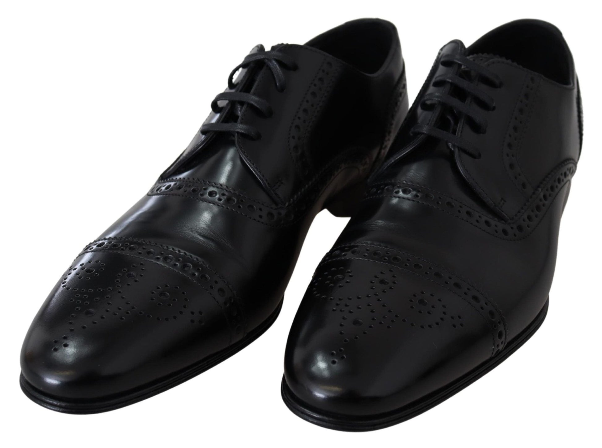 Dolce & Gabbana Black Leather Men Derby Formal Loafers Shoes - SMARTMARTNZ