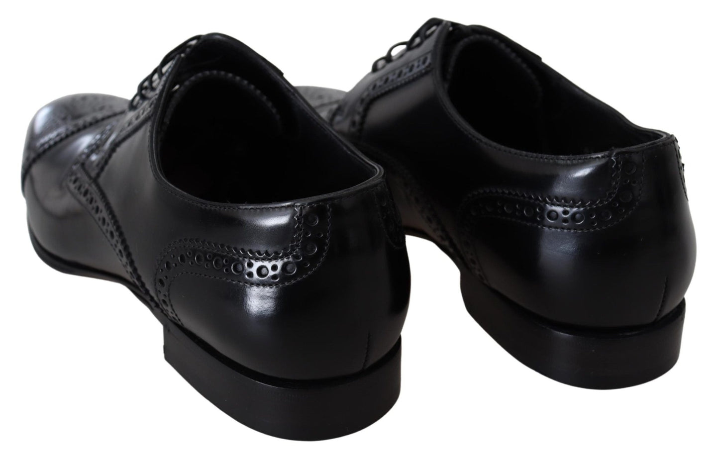 Dolce & Gabbana Black Leather Men Derby Formal Loafers Shoes - SMARTMARTNZ