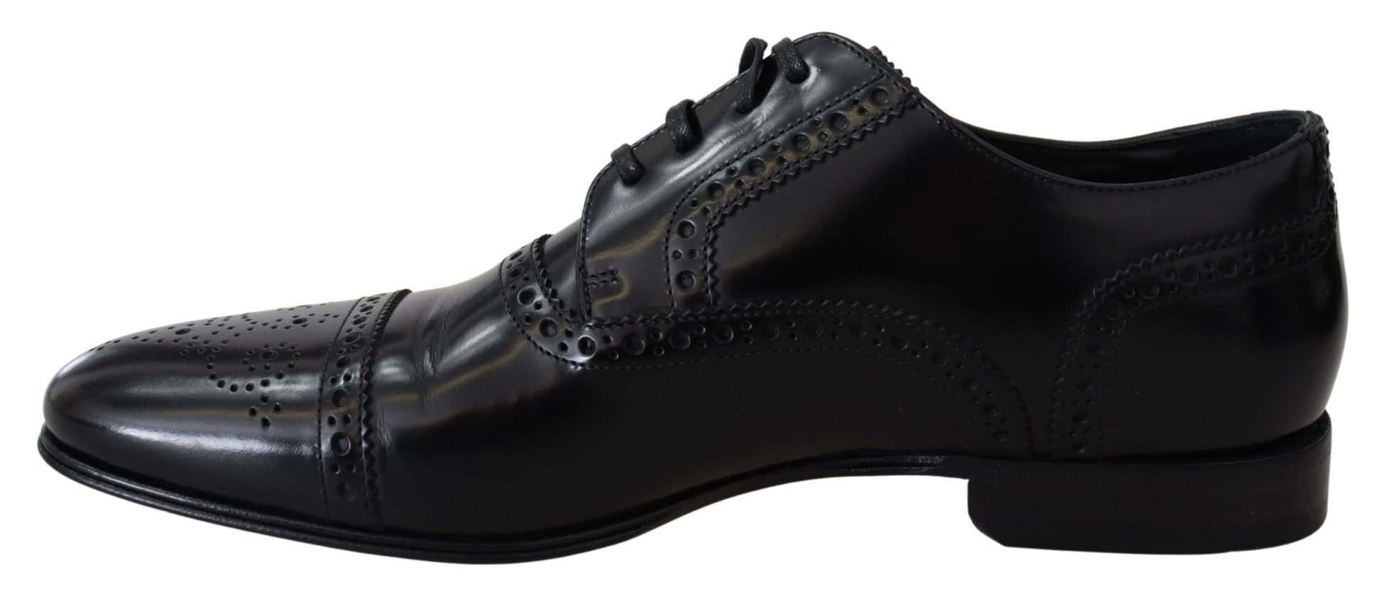 Dolce & Gabbana Black Leather Men Derby Formal Loafers Shoes - SMARTMARTNZ