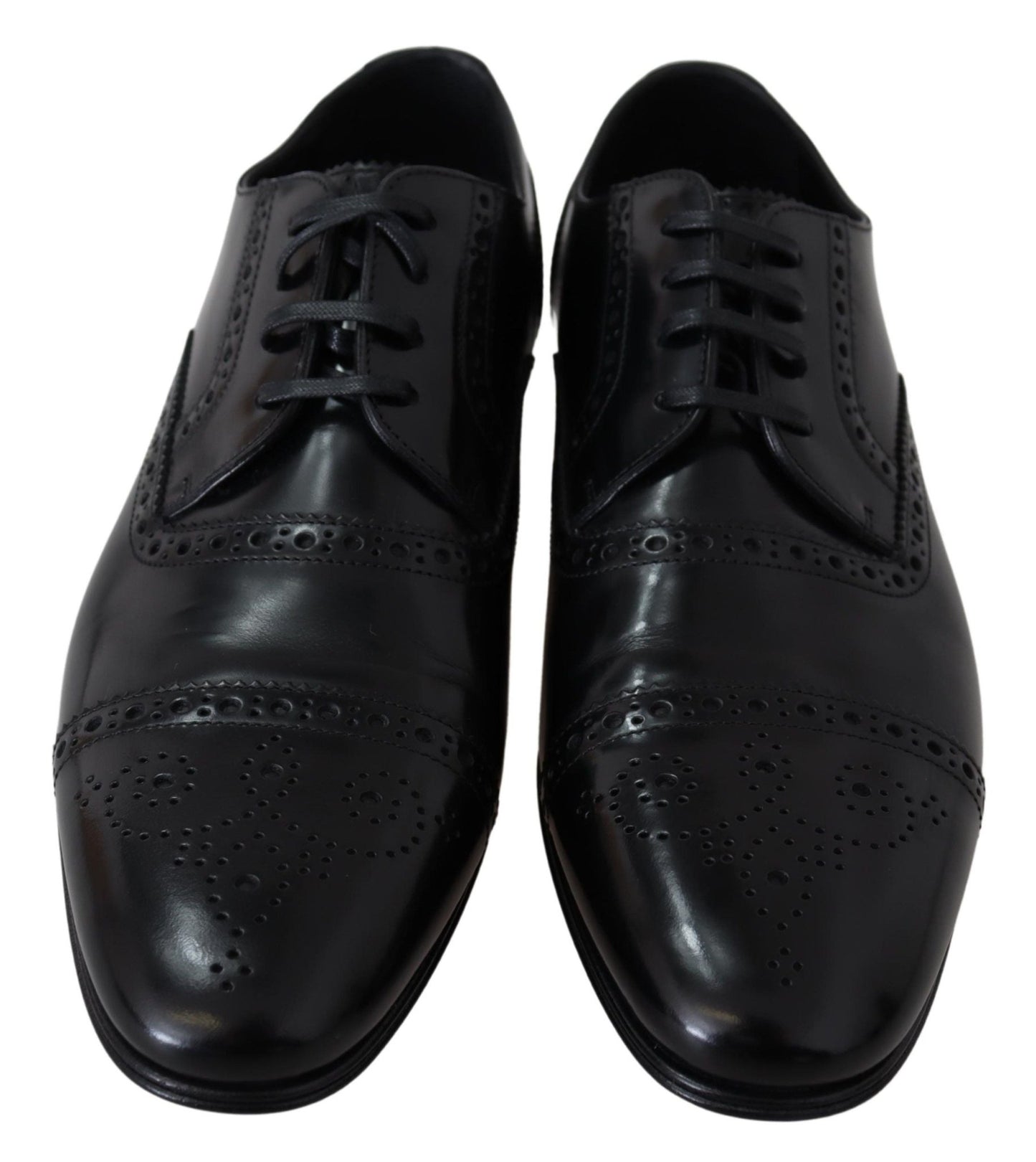 Dolce & Gabbana Black Leather Men Derby Formal Loafers Shoes - SMARTMARTNZ