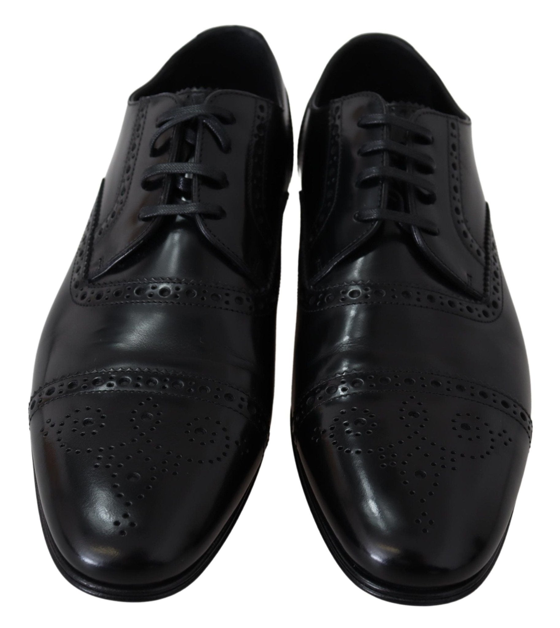 Dolce & Gabbana Black Leather Men Derby Formal Loafers Shoes - SMARTMARTNZ