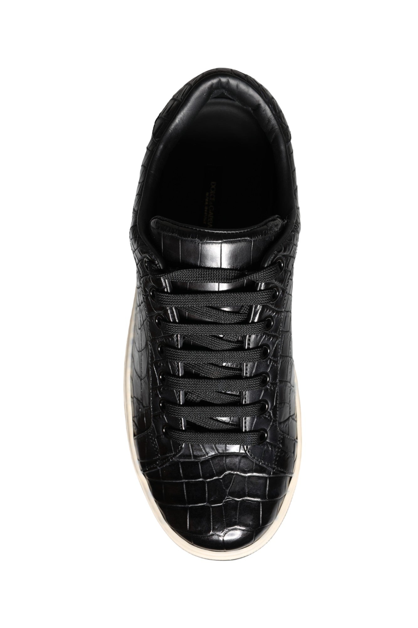 Dolce & Gabbana Black Leather Men Low Top Sneakers Shoes - SMARTMARTNZ