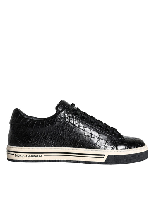 Dolce & Gabbana Black Leather Men Low Top Sneakers Shoes - SMARTMARTNZ