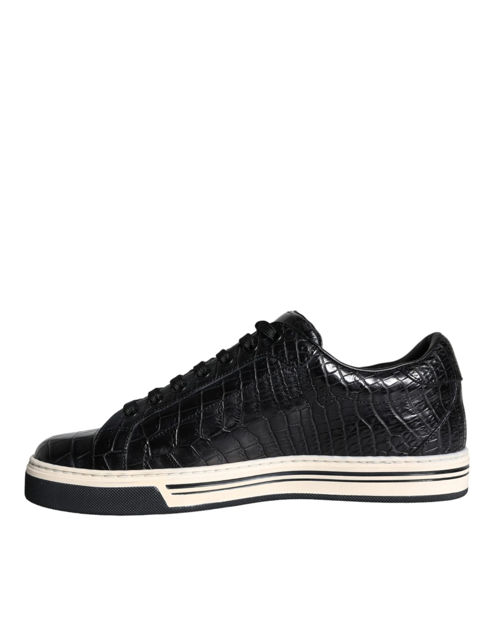 Dolce & Gabbana Black Leather Men Low Top Sneakers Shoes - SMARTMARTNZ
