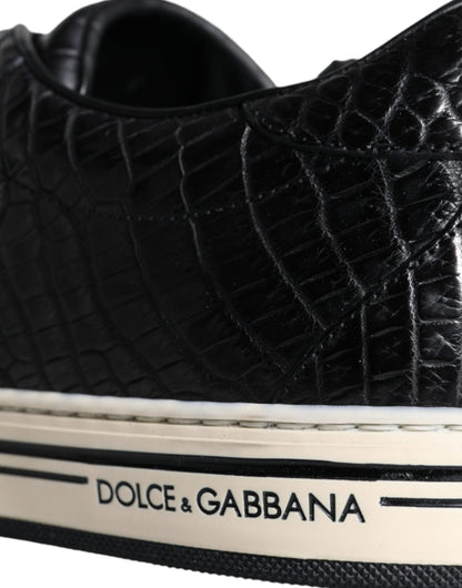 Dolce & Gabbana Black Leather Men Low Top Sneakers Shoes - SMARTMARTNZ