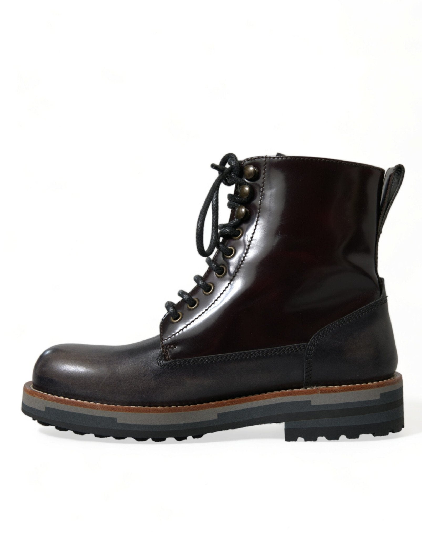Dolce & Gabbana Black Leather Military Combat Boots Shoes - SMARTMARTNZ