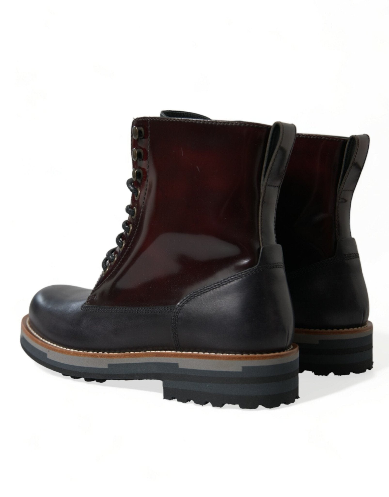 Dolce & Gabbana Black Leather Military Combat Boots Shoes - SMARTMARTNZ