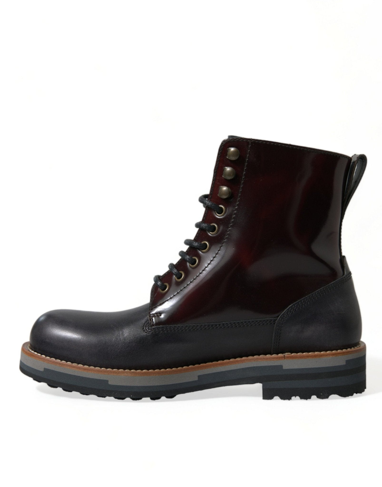 Dolce & Gabbana Black Leather Military Combat Boots Shoes - SMARTMARTNZ