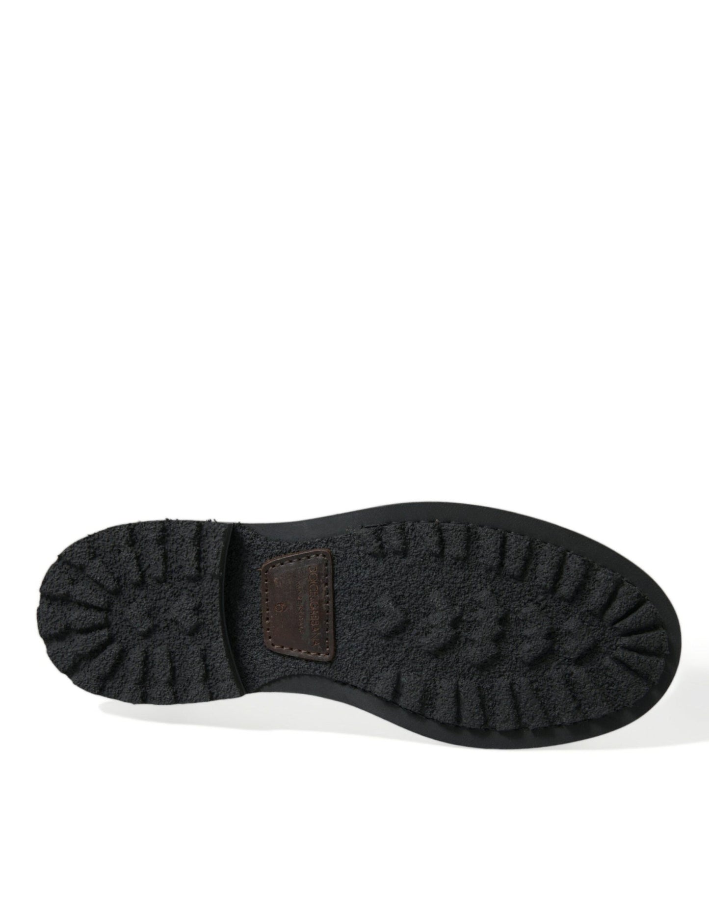 Dolce & Gabbana Black Leather Military Combat Boots Shoes - SMARTMARTNZ