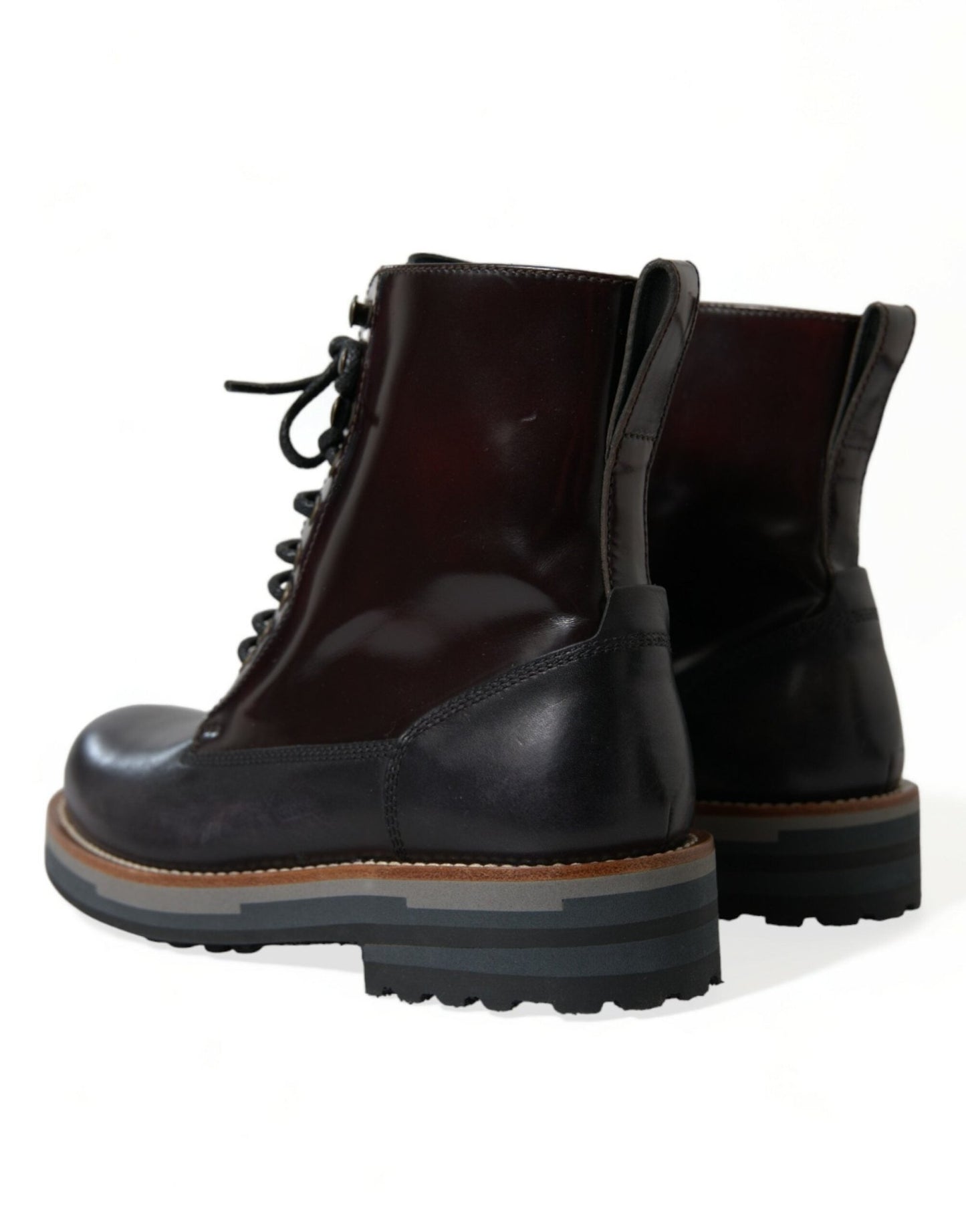 Dolce & Gabbana Black Leather Military Combat Boots Shoes - SMARTMARTNZ