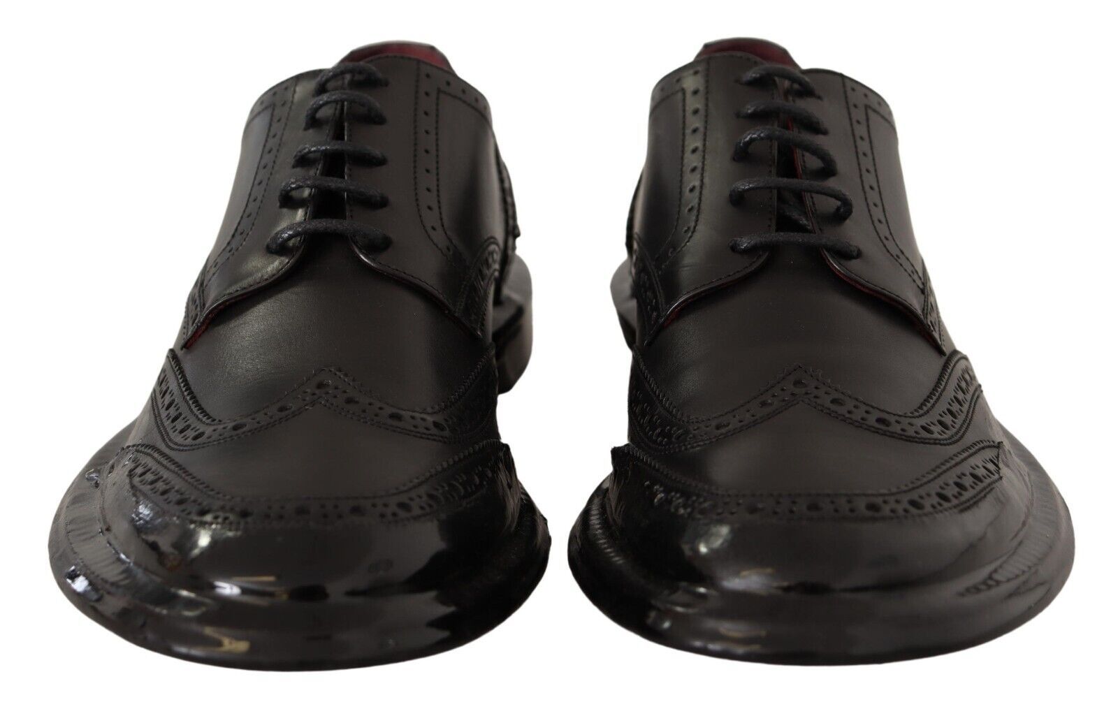 Dolce & Gabbana Black Leather Oxford Wingtip Formal Derby Shoes - SMARTMARTNZ