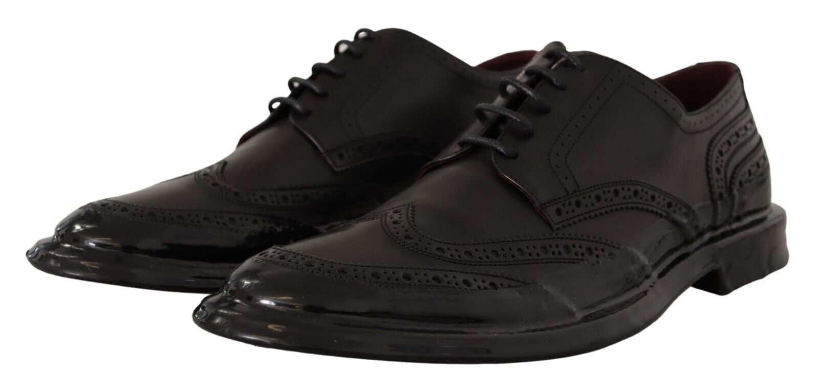 Dolce & Gabbana Black Leather Oxford Wingtip Formal Derby Shoes - SMARTMARTNZ