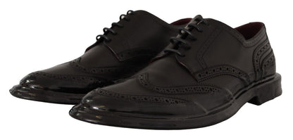 Dolce & Gabbana Black Leather Oxford Wingtip Formal Derby Shoes - SMARTMARTNZ
