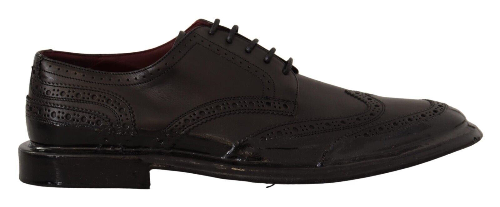 Dolce & Gabbana Black Leather Oxford Wingtip Formal Derby Shoes - SMARTMARTNZ