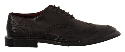 Dolce & Gabbana Black Leather Oxford Wingtip Formal Derby Shoes - SMARTMARTNZ