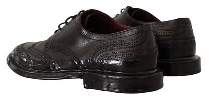 Dolce & Gabbana Black Leather Oxford Wingtip Formal Derby Shoes - SMARTMARTNZ
