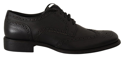 Dolce & Gabbana Black Leather Oxford Wingtip Formal Dress Shoes - SMARTMARTNZ