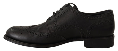 Dolce & Gabbana Black Leather Oxford Wingtip Formal Dress Shoes - SMARTMARTNZ