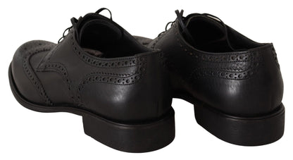 Dolce & Gabbana Black Leather Oxford Wingtip Formal Dress Shoes - SMARTMARTNZ