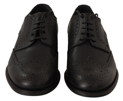 Dolce & Gabbana Black Leather Oxford Wingtip Formal Dress Shoes - SMARTMARTNZ