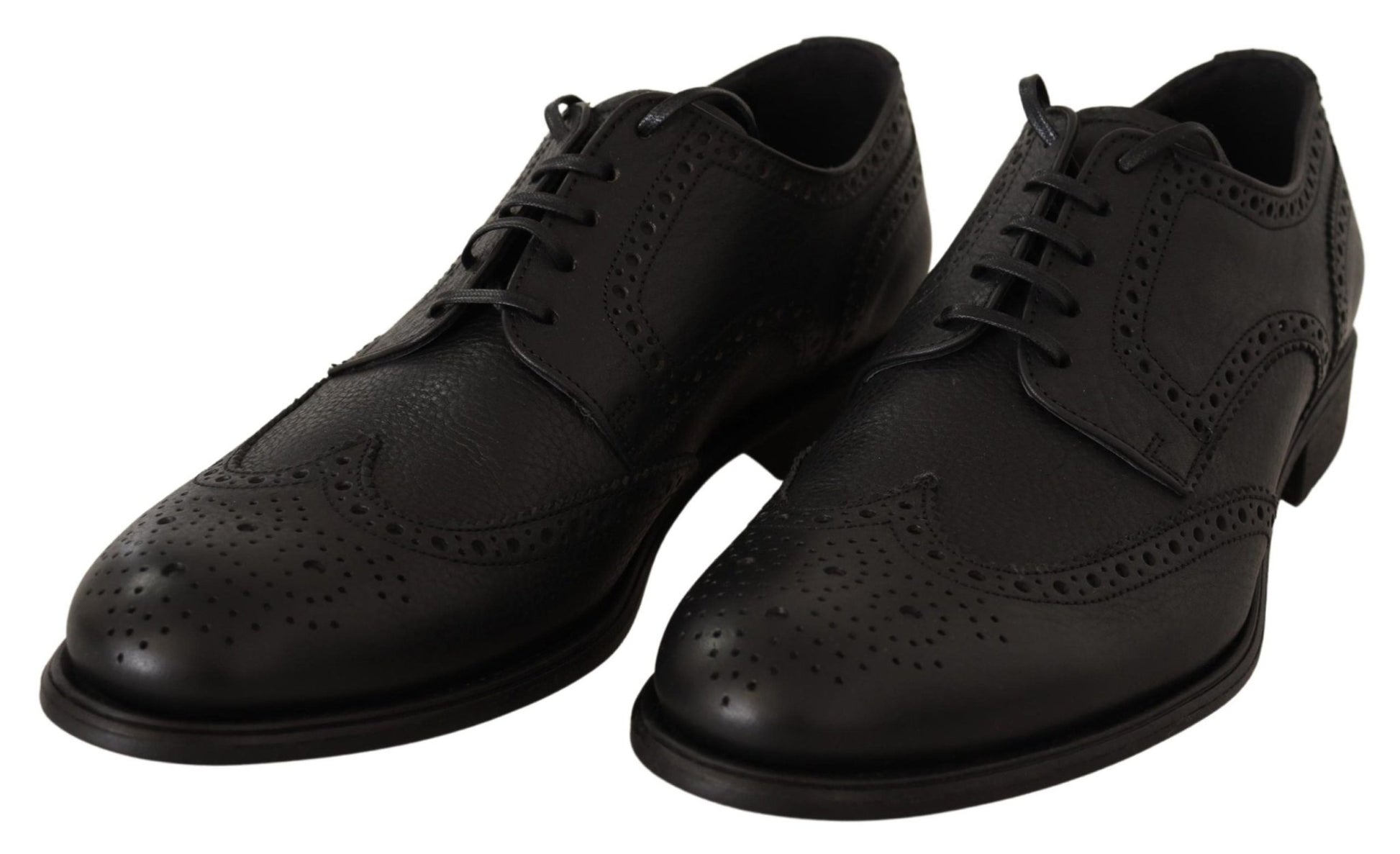 Dolce & Gabbana Black Leather Oxford Wingtip Formal Dress Shoes - SMARTMARTNZ