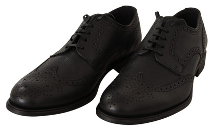 Dolce & Gabbana Black Leather Oxford Wingtip Formal Dress Shoes - SMARTMARTNZ