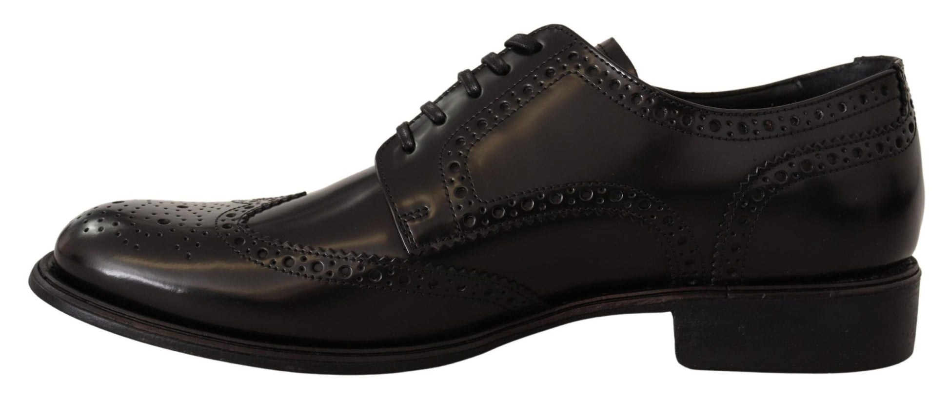 Dolce & Gabbana Black Leather Oxford Wingtip Formal Shoes - SMARTMARTNZ