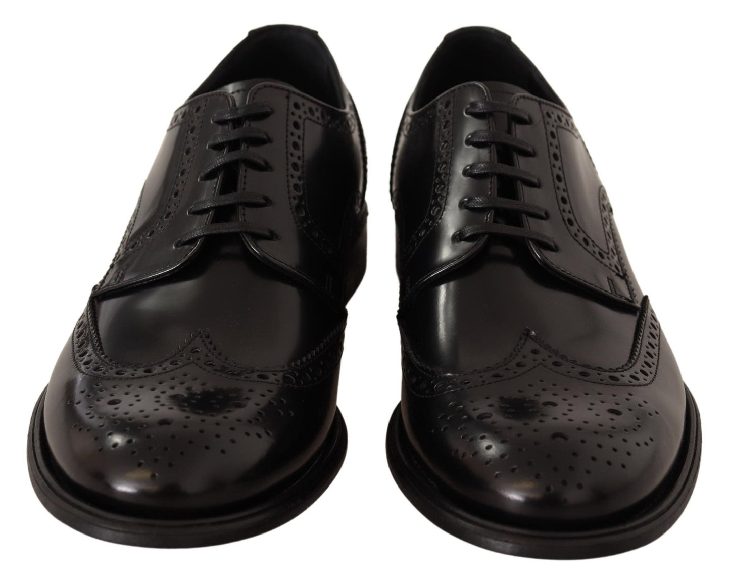 Dolce & Gabbana Black Leather Oxford Wingtip Formal Shoes - SMARTMARTNZ