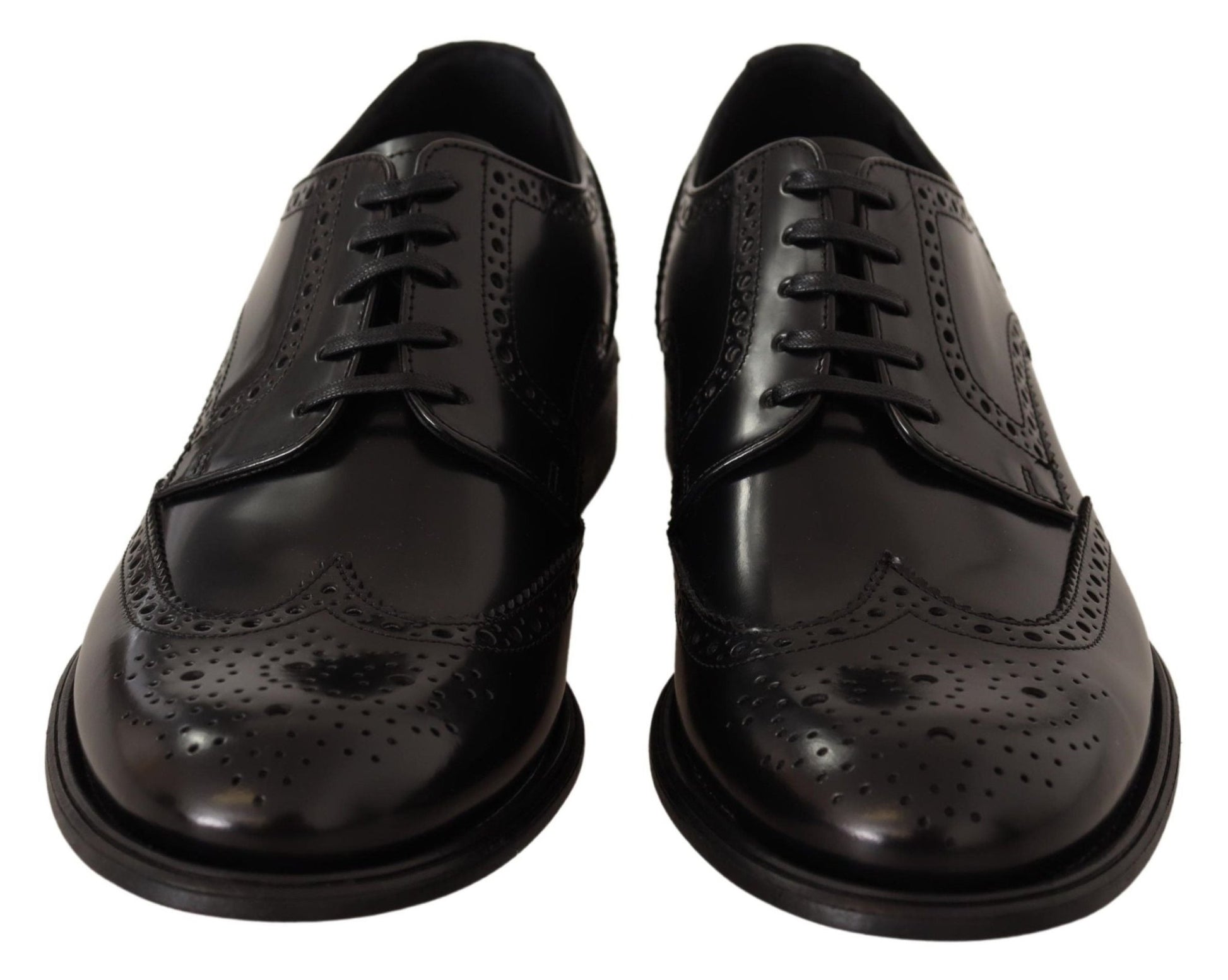 Dolce & Gabbana Black Leather Oxford Wingtip Formal Shoes - SMARTMARTNZ