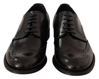 Dolce & Gabbana Black Leather Oxford Wingtip Formal Shoes - SMARTMARTNZ