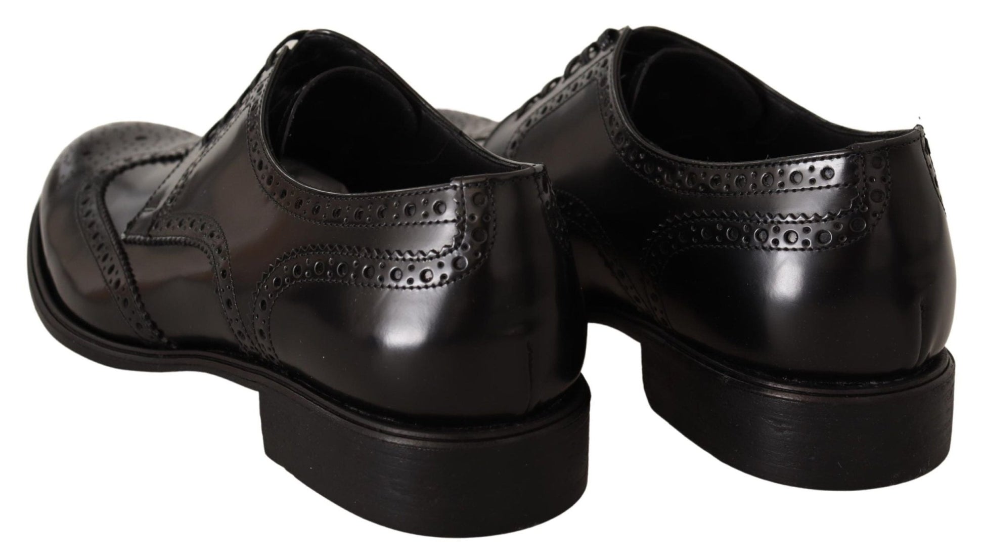 Dolce & Gabbana Black Leather Oxford Wingtip Formal Shoes - SMARTMARTNZ