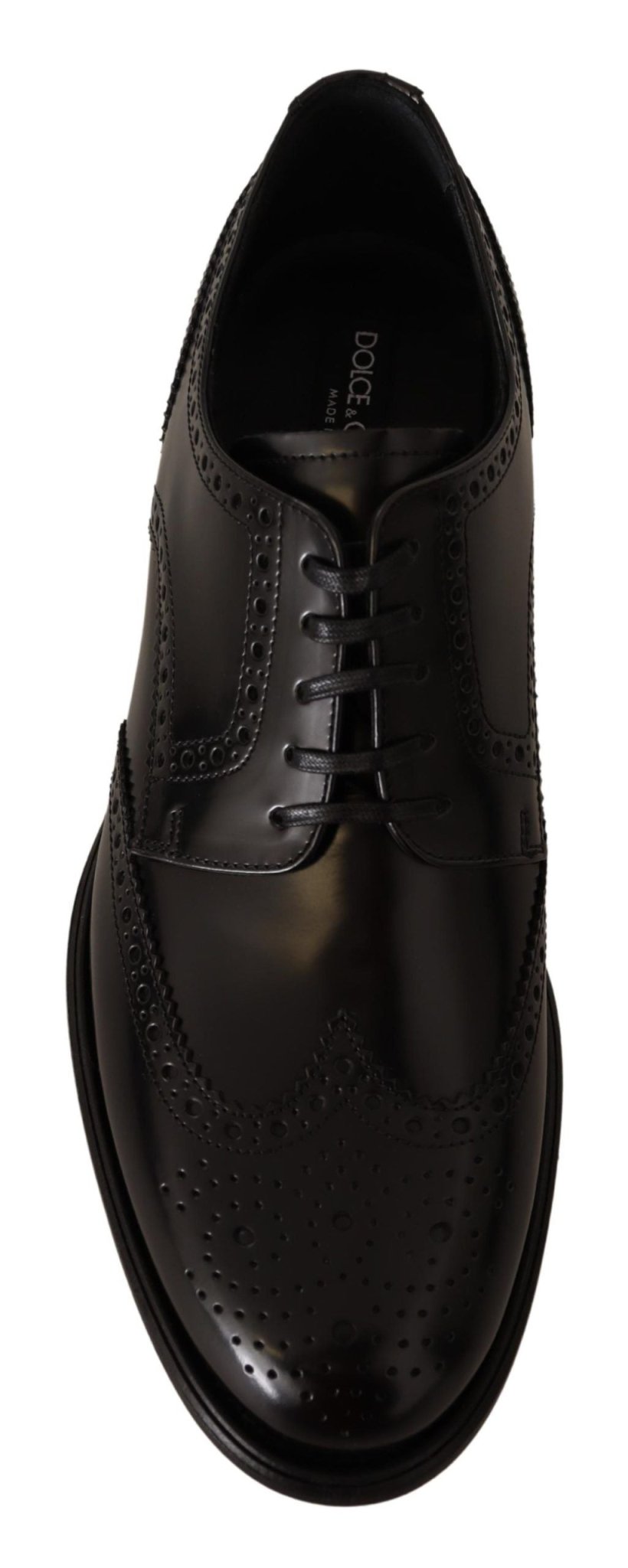Dolce & Gabbana Black Leather Oxford Wingtip Formal Shoes - SMARTMARTNZ
