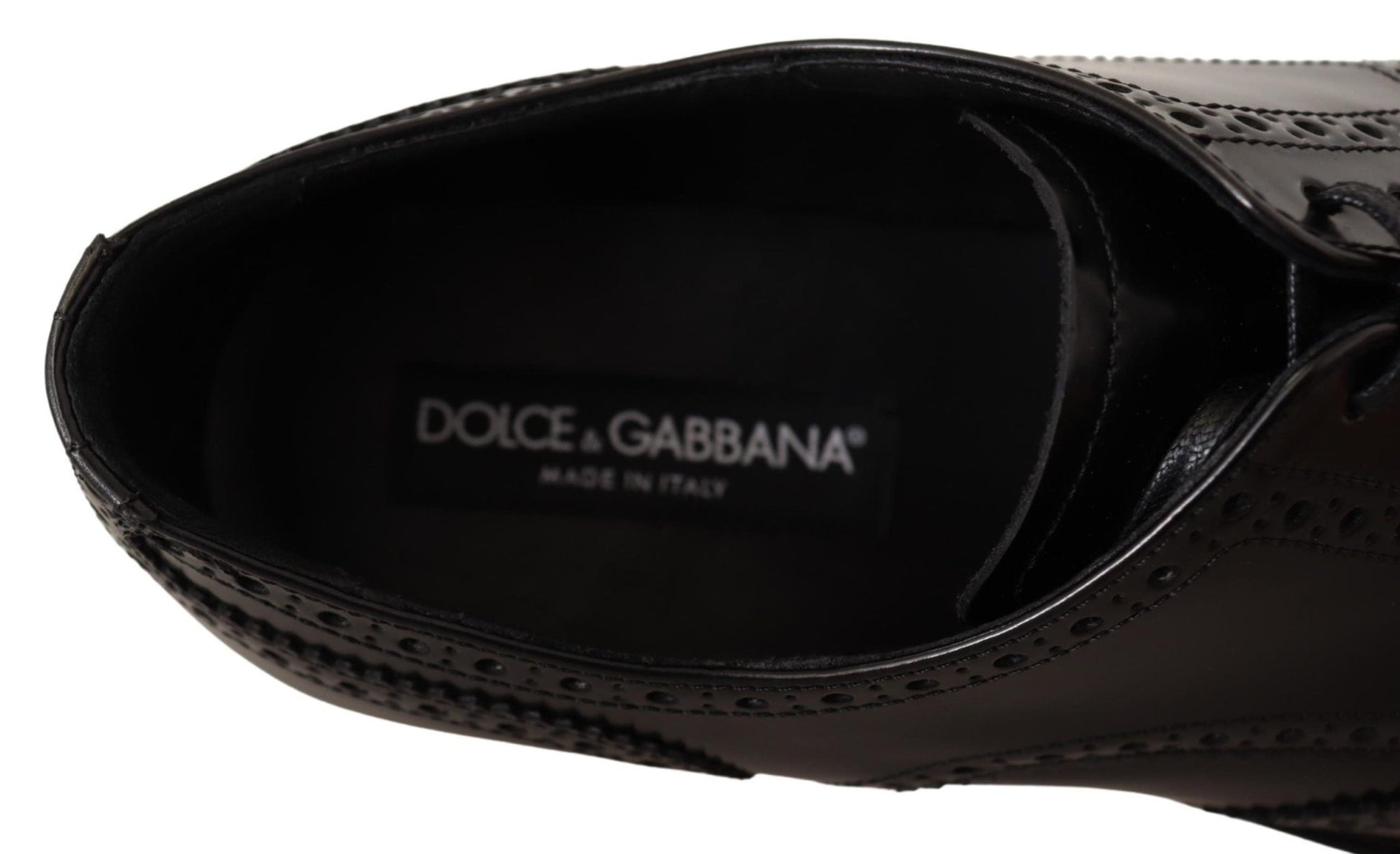 Dolce & Gabbana Black Leather Oxford Wingtip Formal Shoes - SMARTMARTNZ