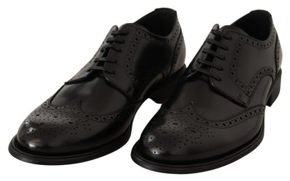 Dolce & Gabbana Black Leather Oxford Wingtip Formal Shoes - SMARTMARTNZ